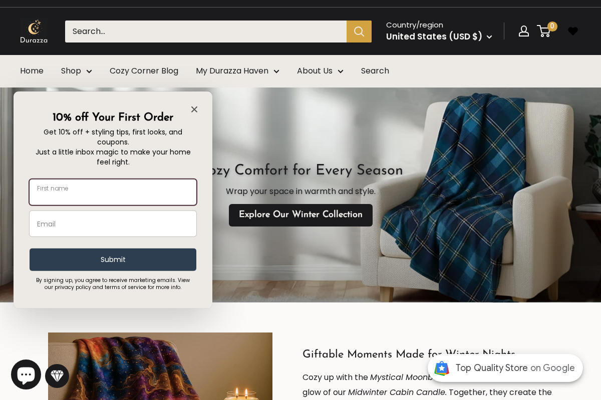Durazza homepage screenshot