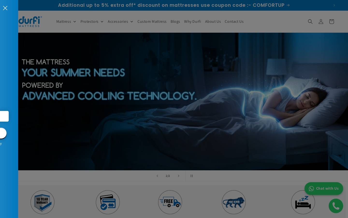 Durfi Mattress homepage screenshot