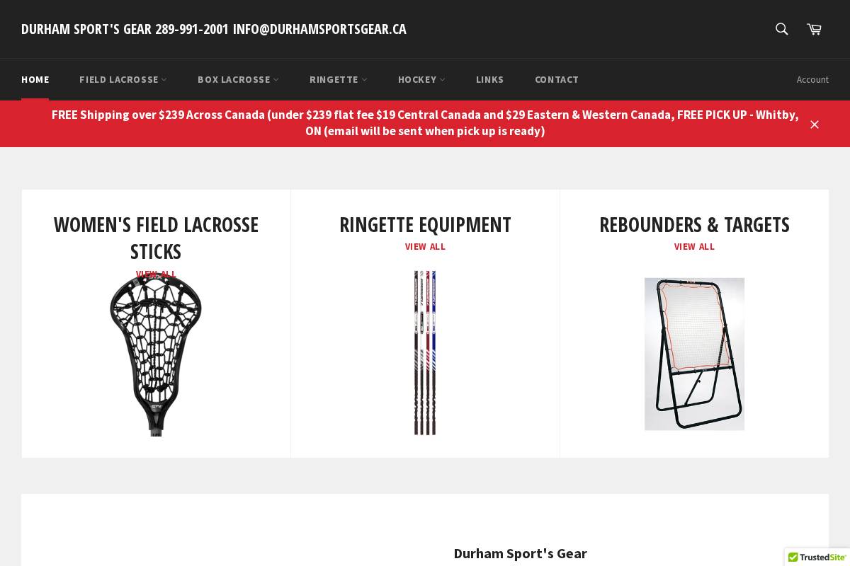 durhamsportsgear.ca homepage screenshot