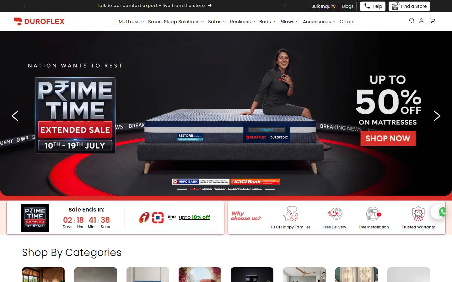 duroflexworld.com homepage screenshot