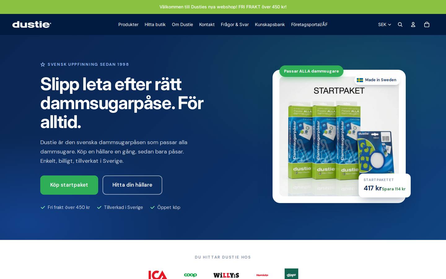 dustie.se homepage screenshot
