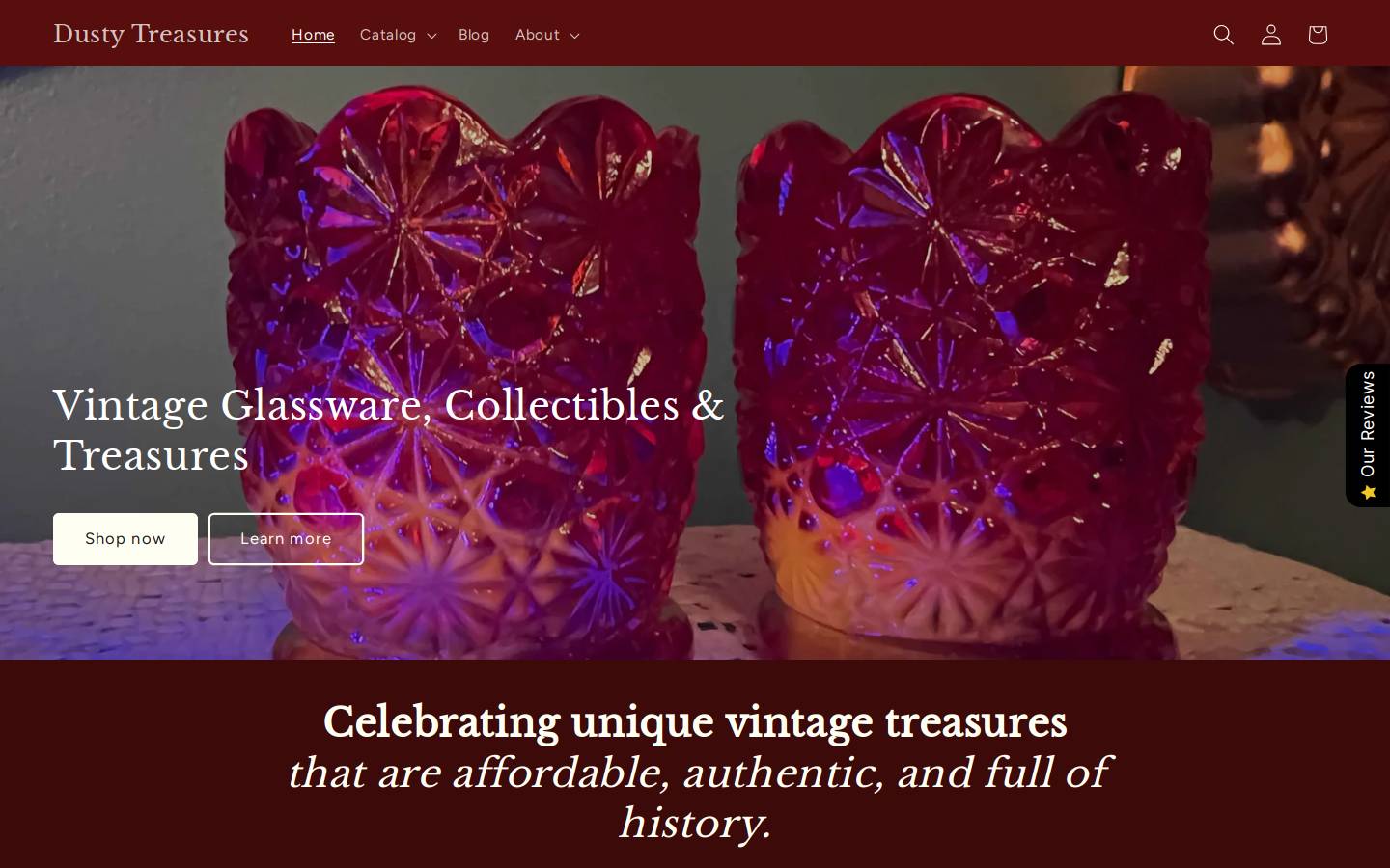 dustytrove.com homepage screenshot