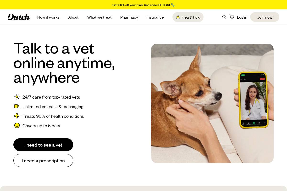 Dutch Vet homepage screenshot