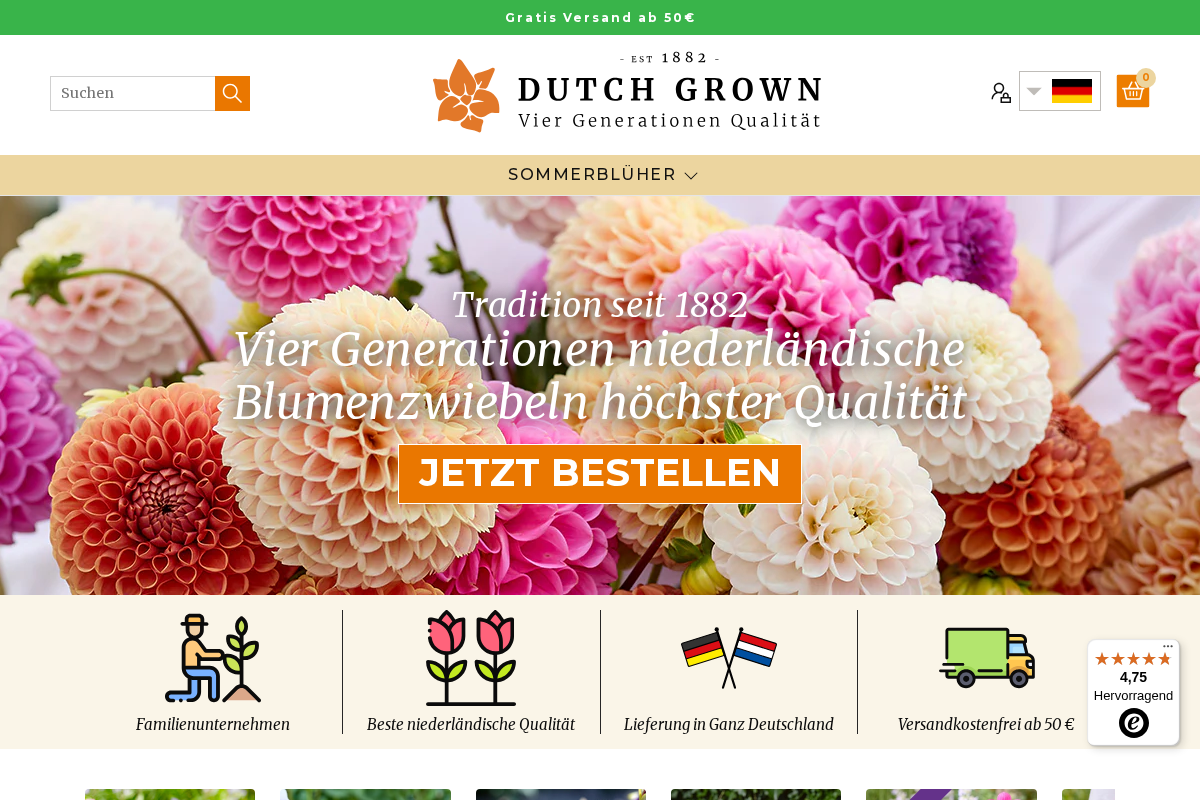 DutchGrown homepage screenshot