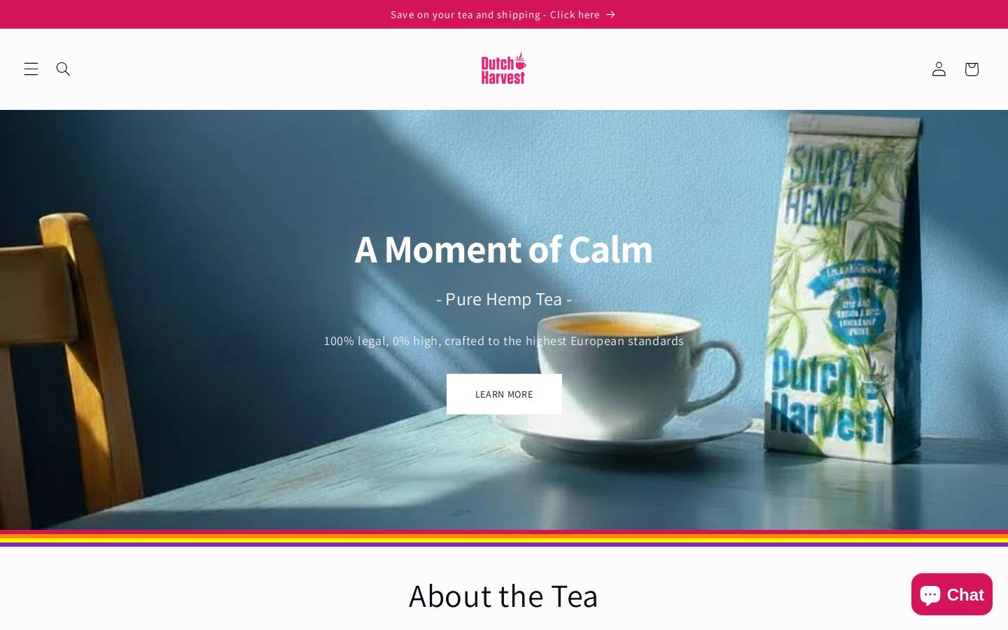 dutchharvesthempteaus.com homepage screenshot