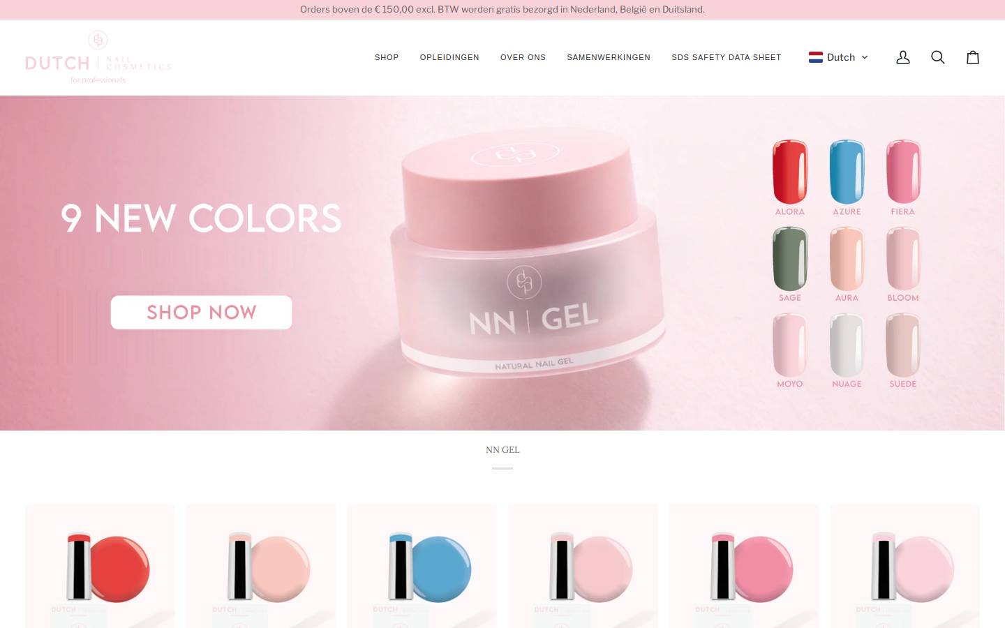 dutchnailcosmetics.com homepage screenshot