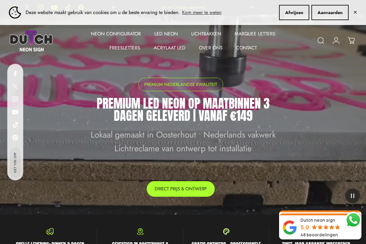 dutchneonsign.nl homepage screenshot