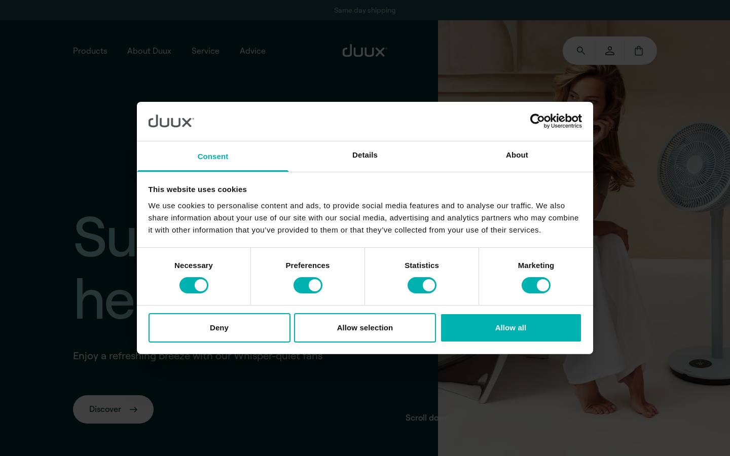 Duux homepage screenshot