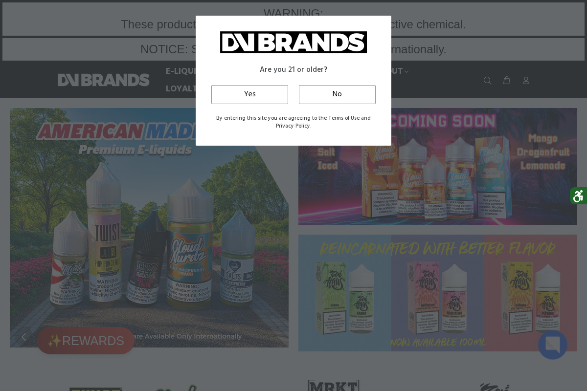 DV Brands homepage screenshot