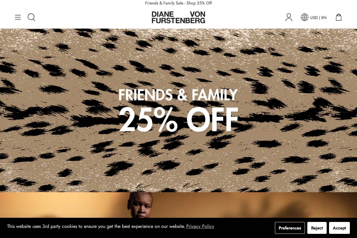 Diane Von Furstenberg homepage screenshot