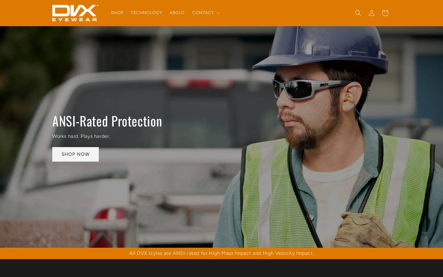 dvxeyewear.com homepage screenshot