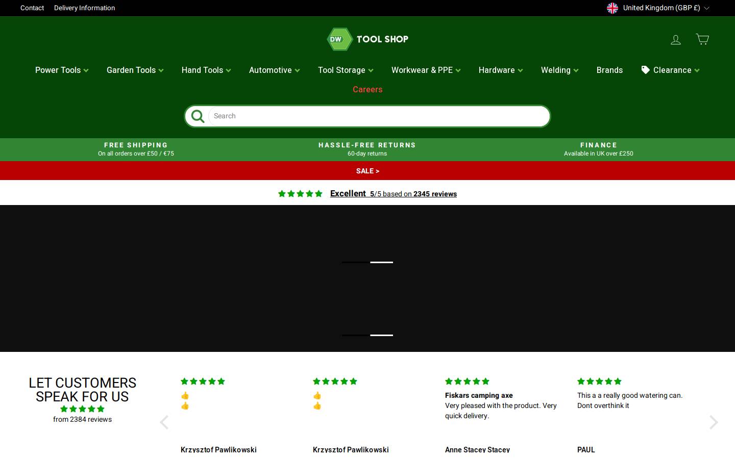 DW Toolshop homepage screenshot