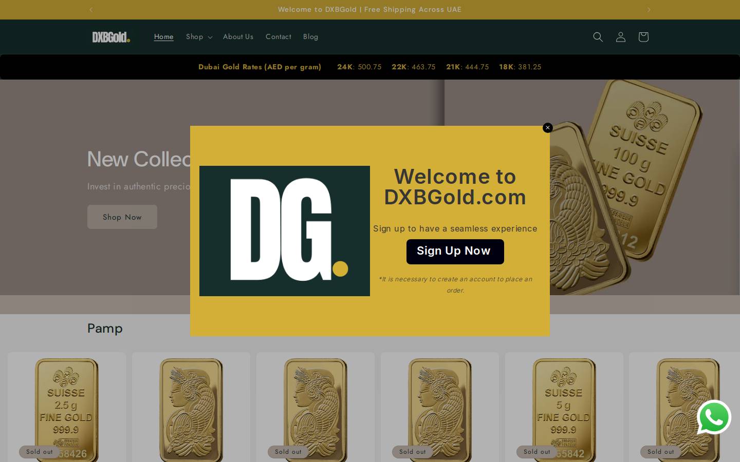 dxbgold.com homepage screenshot