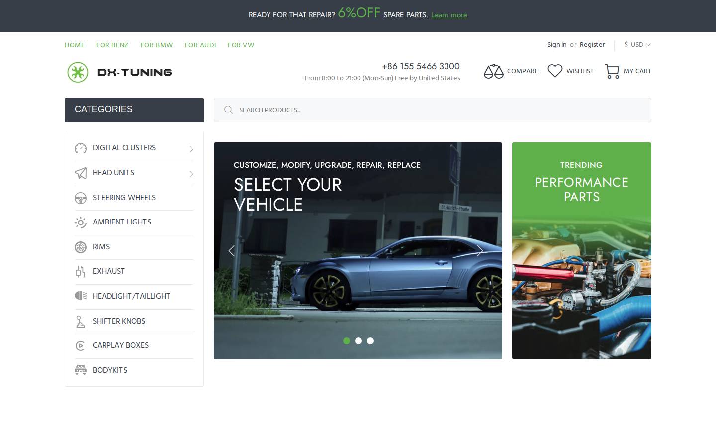 Dxtuning homepage screenshot