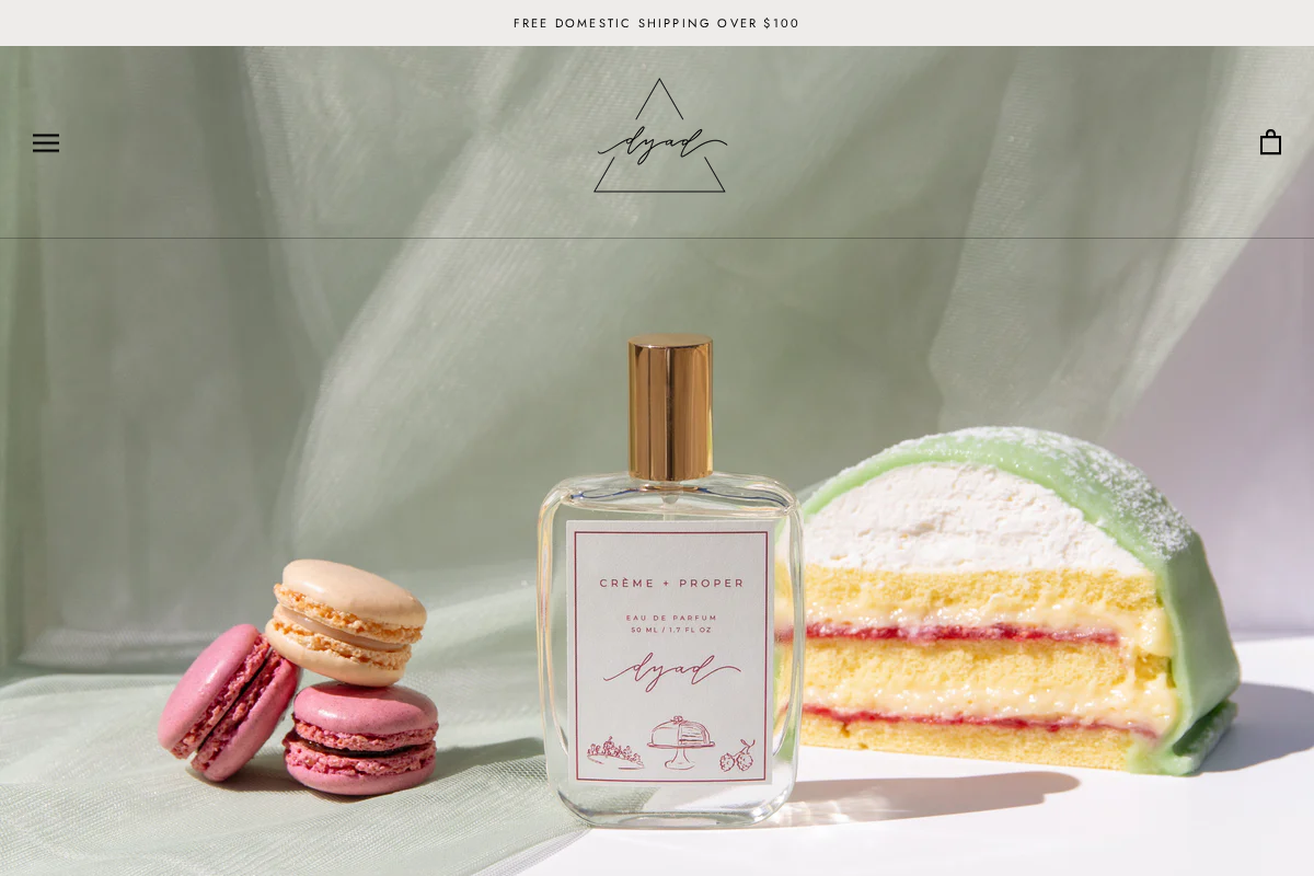 Dyad Fragrance homepage screenshot