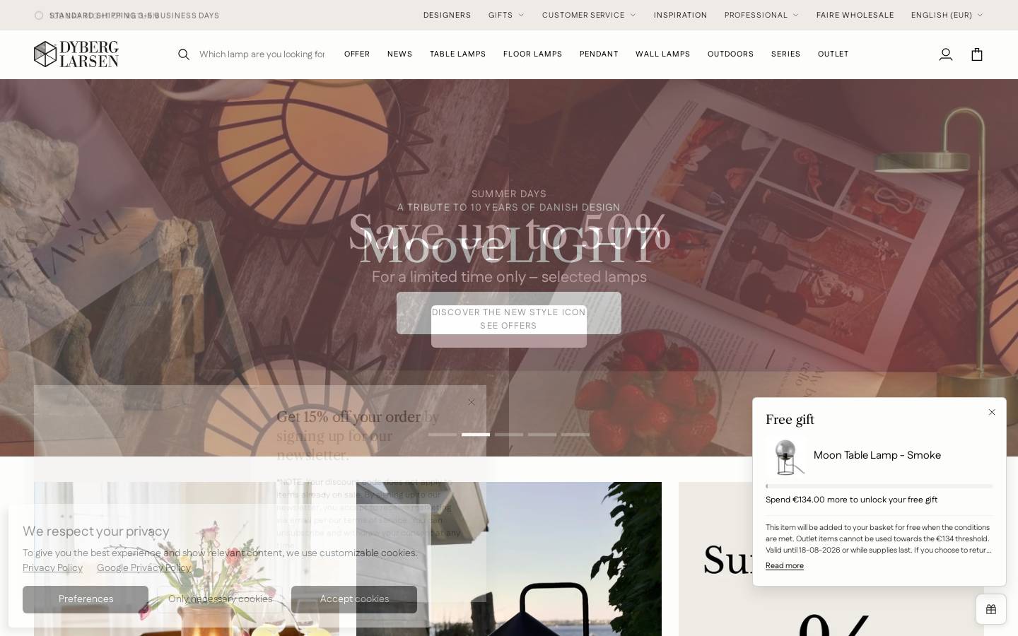 Dyberg Larsen homepage screenshot