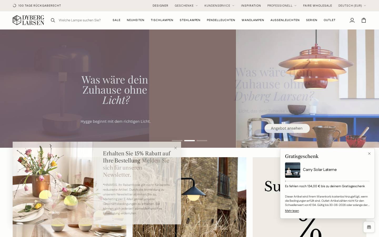 Dyberg Larsen homepage screenshot