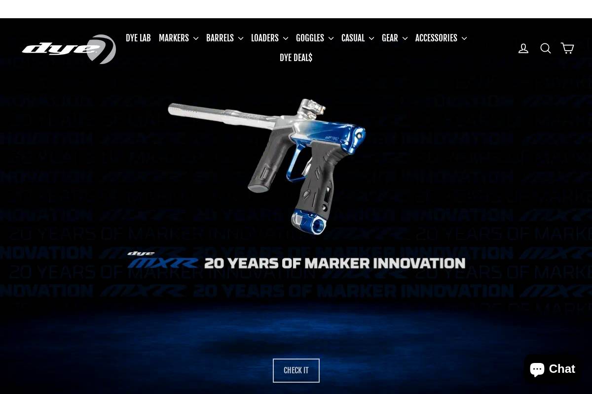 dyepaintball.co.za homepage screenshot