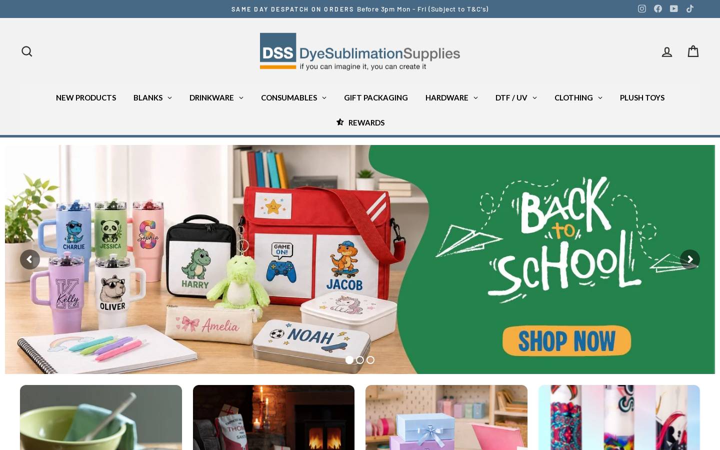 Dye Sublimation Supplies homepage screenshot