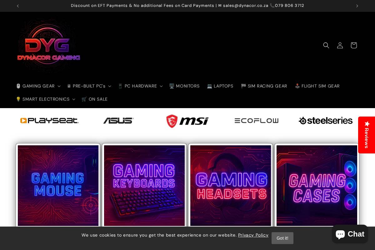 dynacor.co.za homepage screenshot