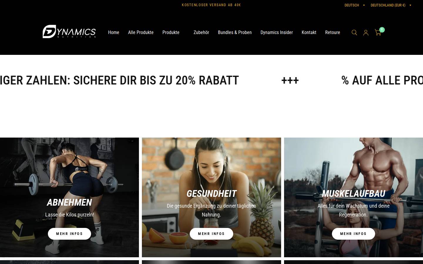 dynamics-nutrition.de homepage screenshot