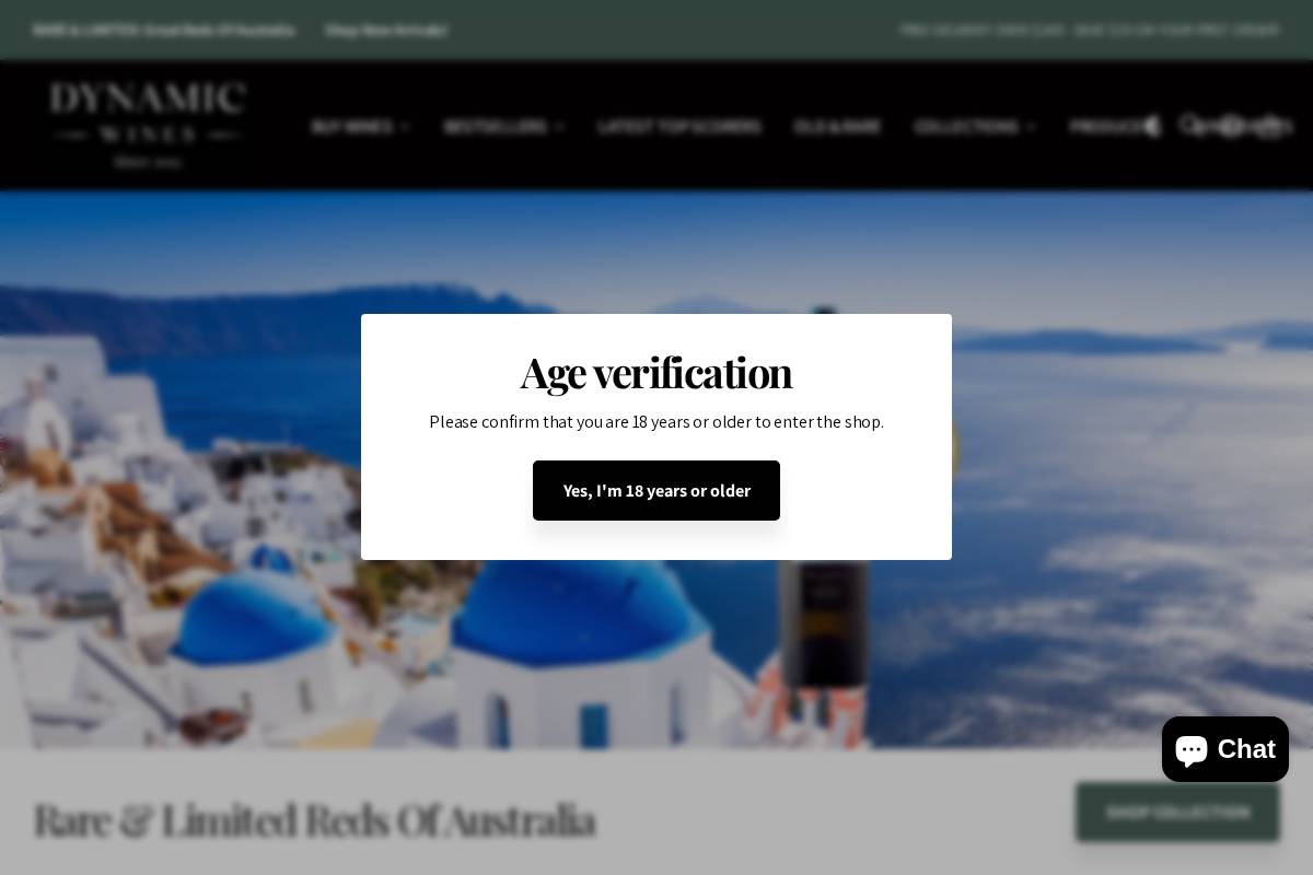 dynamicwines.com.au homepage screenshot