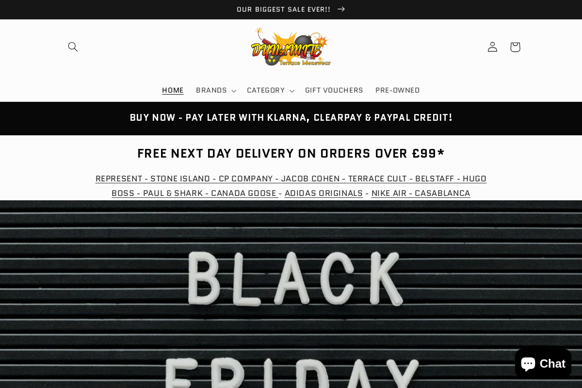 Dynamite Terrace Menswear homepage screenshot