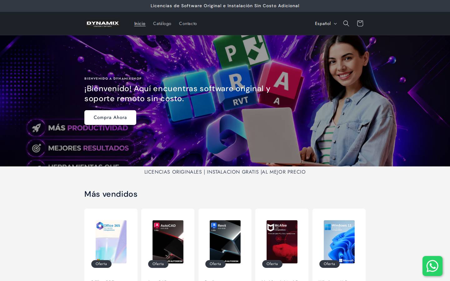 dynamixshop.com homepage screenshot
