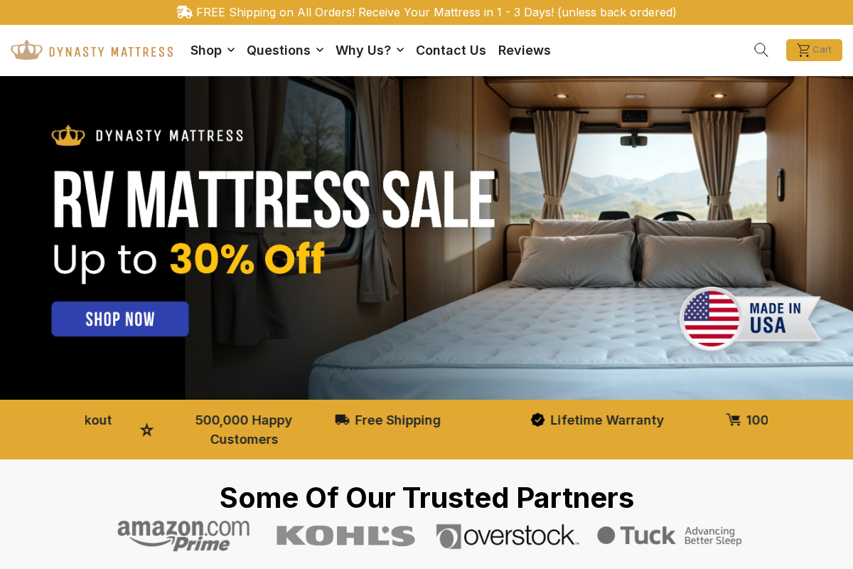 Dynastymattress homepage screenshot