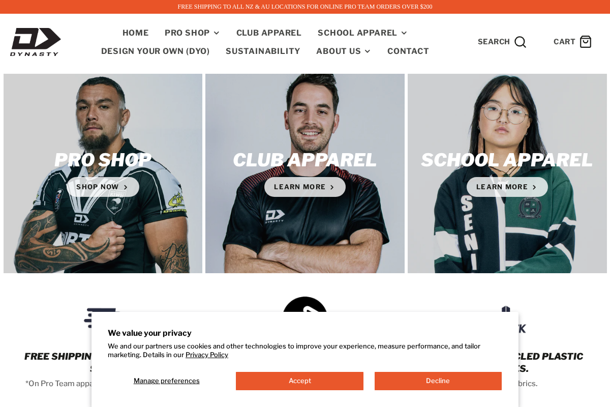 Dynasty Sport | New Zealand homepage screenshot