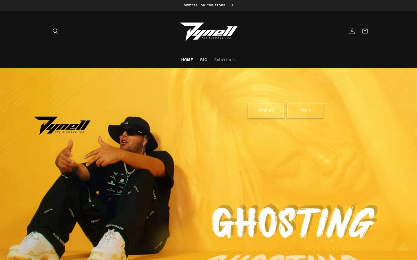 dynellmusic.com homepage screenshot