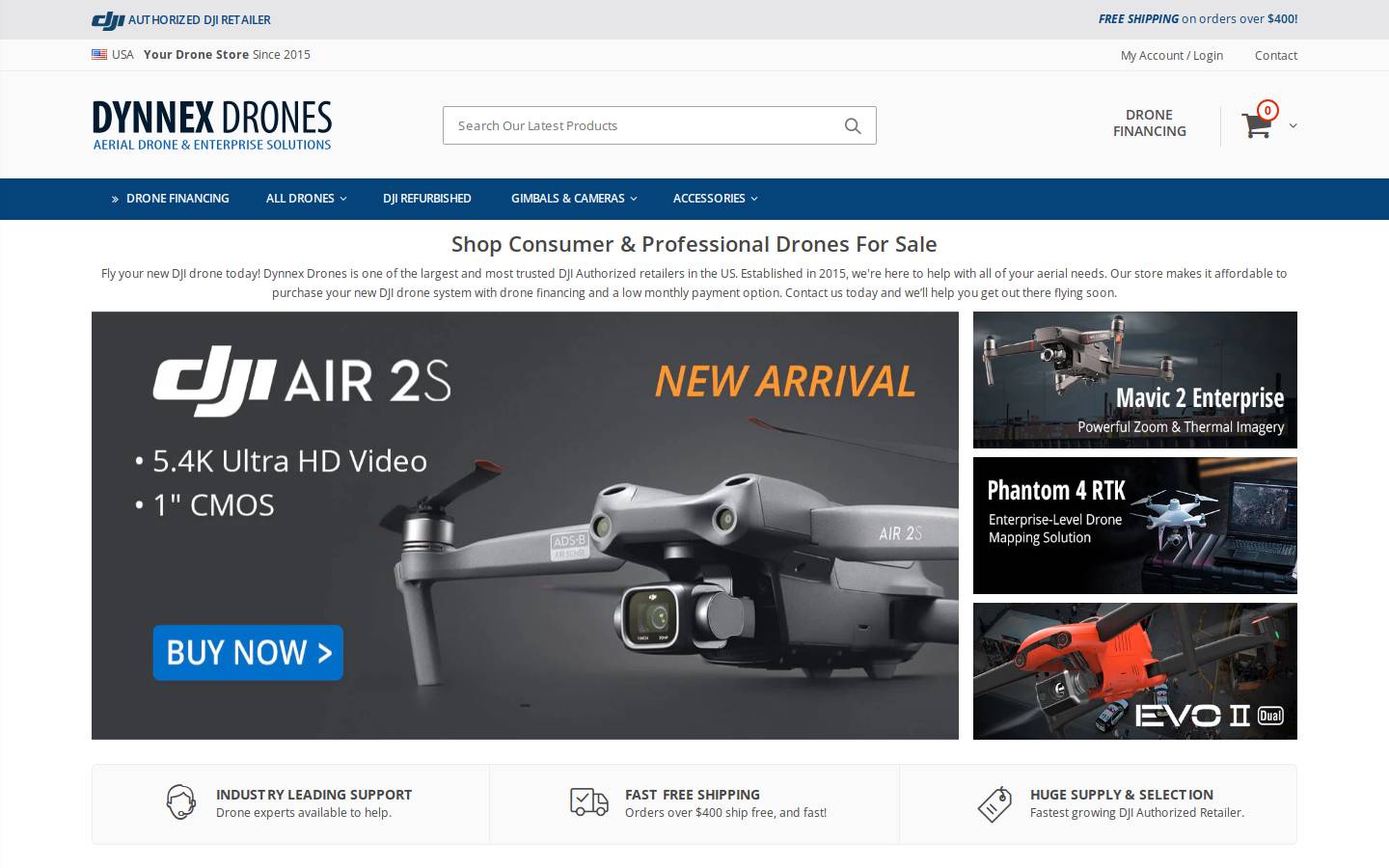 dynnexdrones.com homepage screenshot