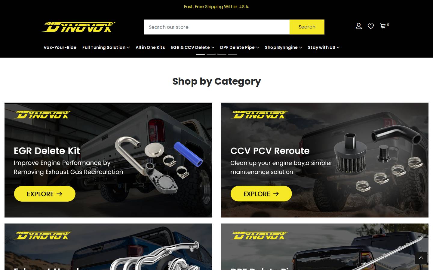 Dynovoxparts homepage screenshot