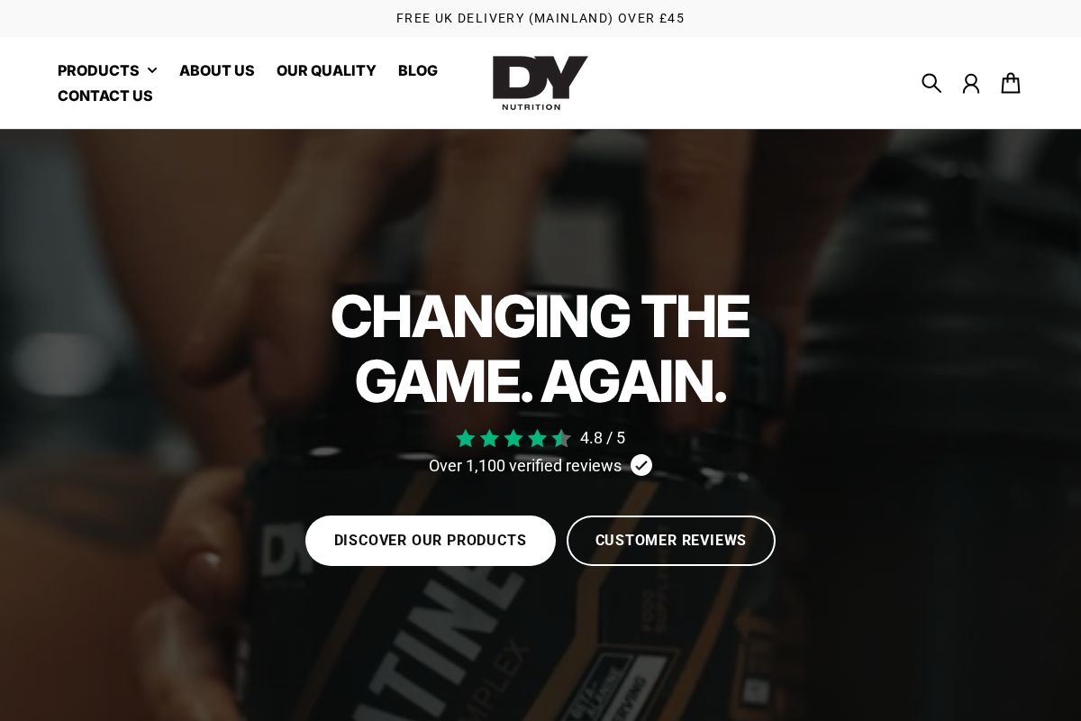 DY Nutrition homepage screenshot