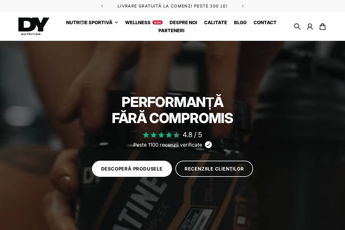 DY Nutrition homepage screenshot