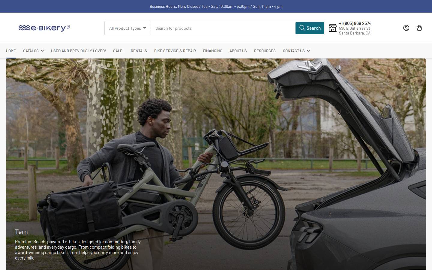 e-bikery.com homepage screenshot