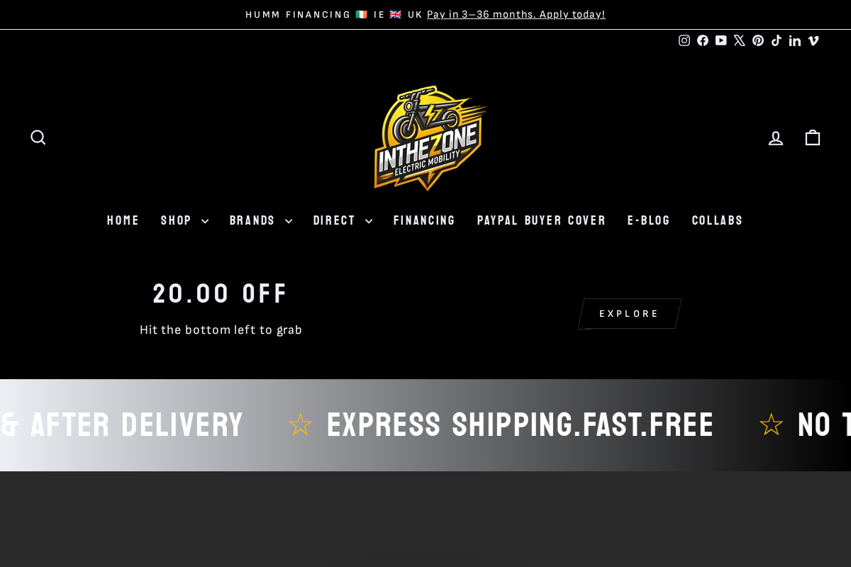 InTheZone Electric Mobility homepage screenshot