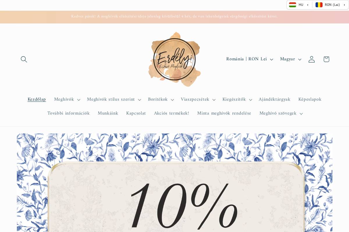 e-meghivok.com homepage screenshot