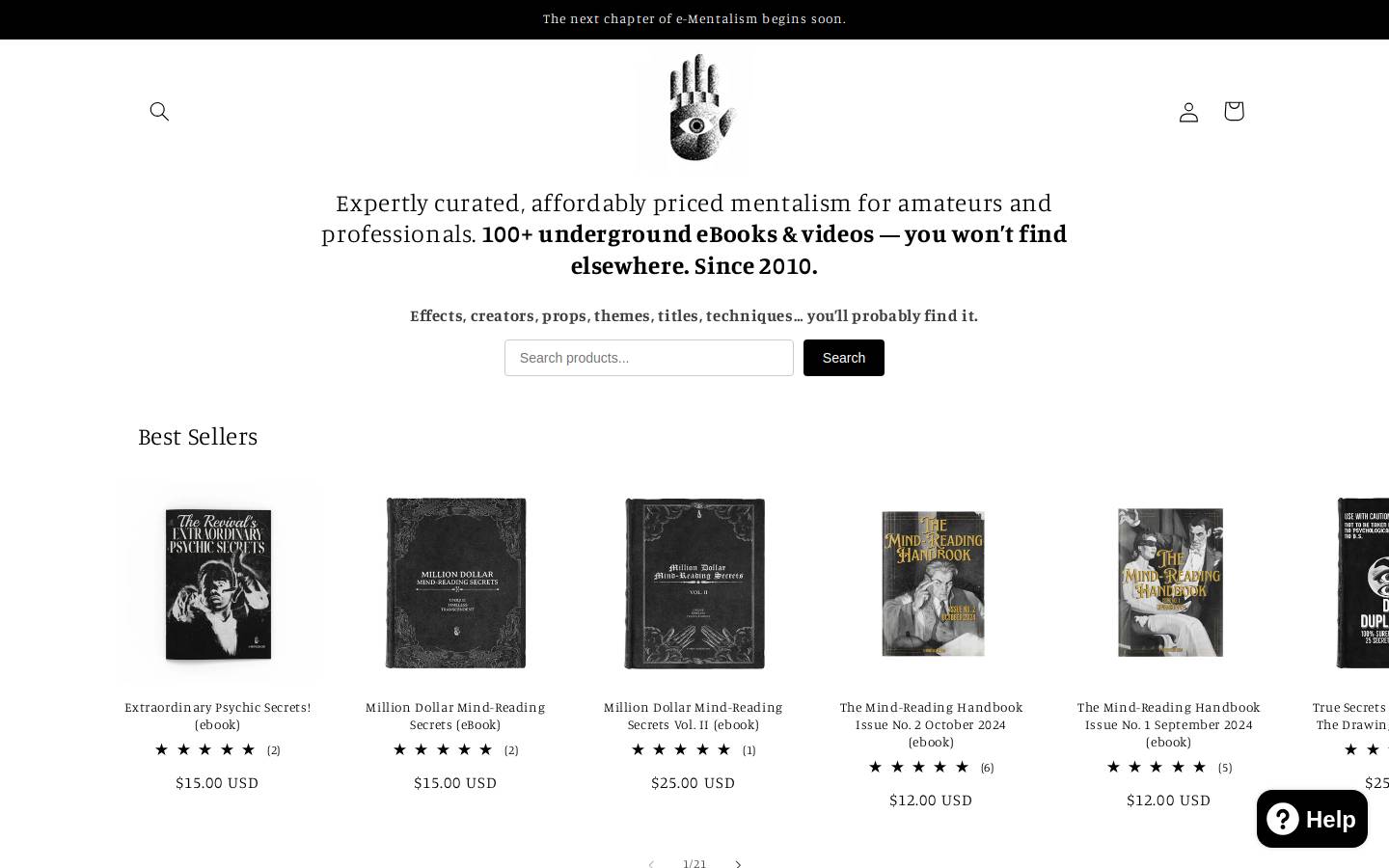 e-mentalism.com homepage screenshot