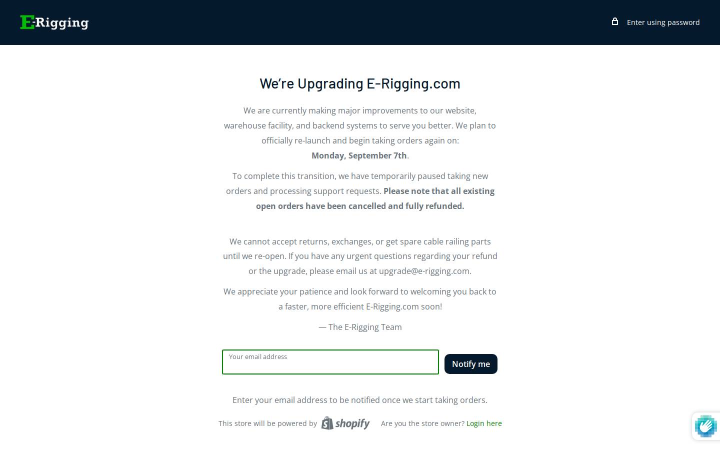 E-Rigging.com homepage screenshot