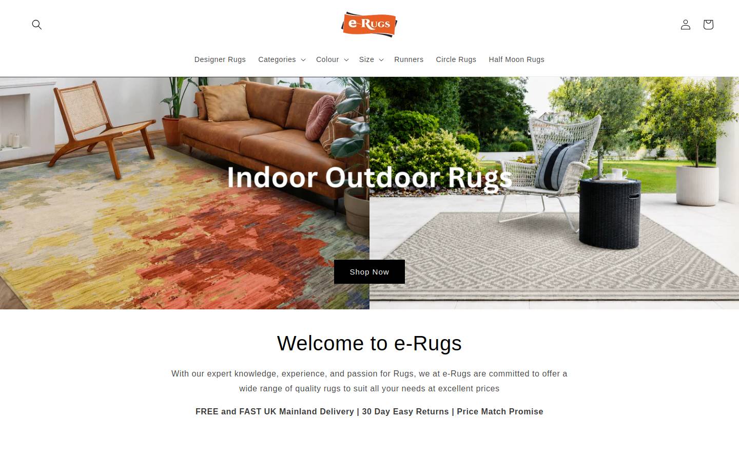e-Rugs homepage screenshot