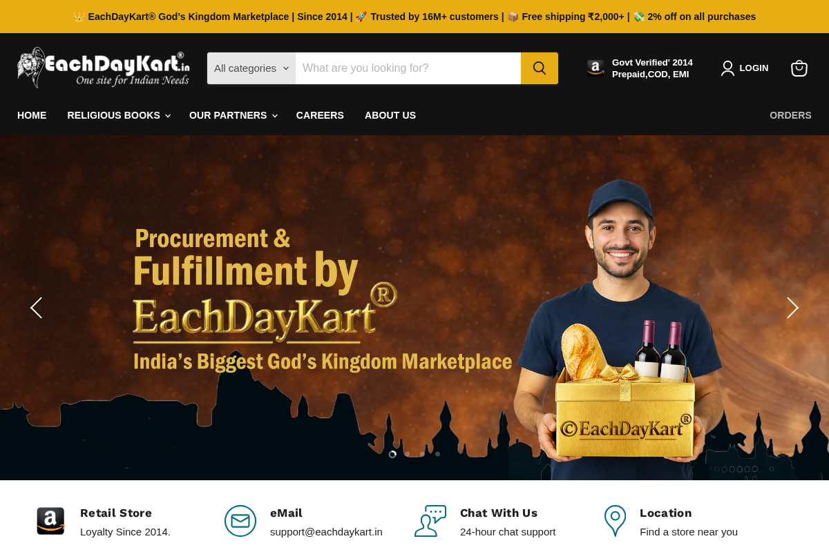 EachDayKart.in homepage screenshot