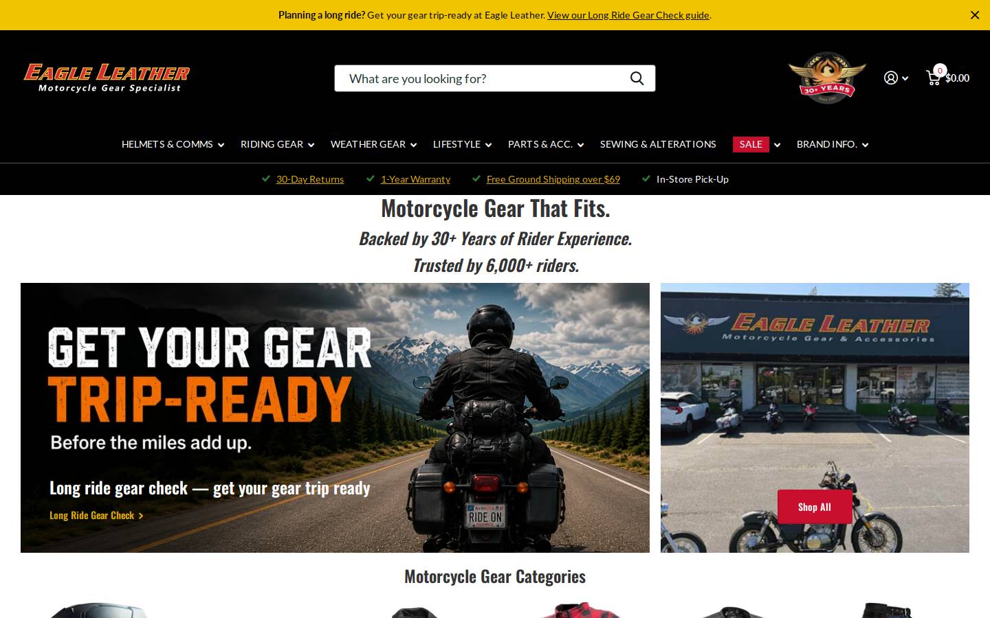 Eagle Leather homepage screenshot