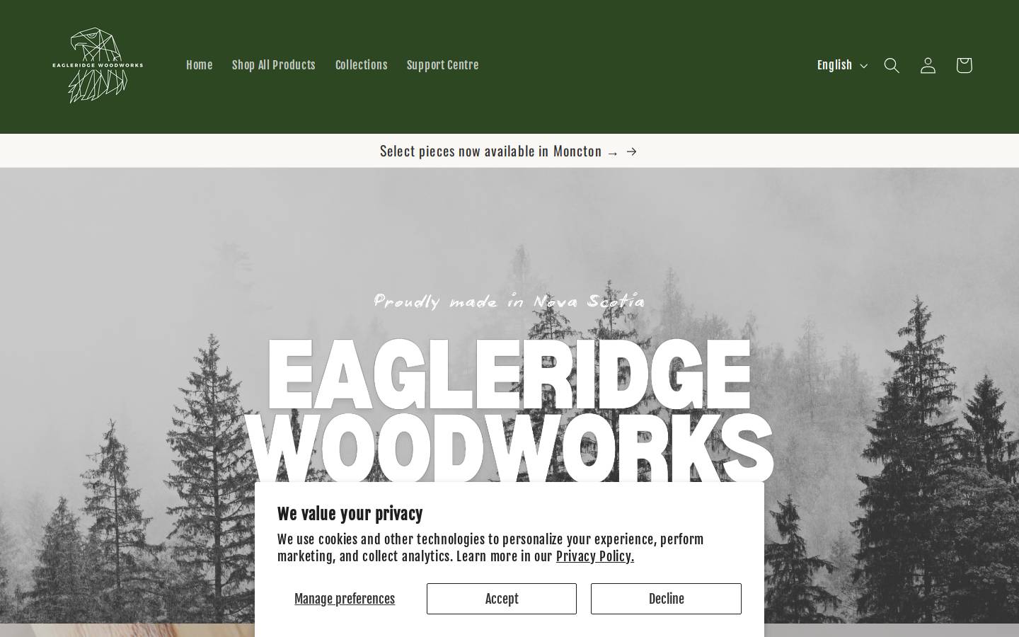 eagleridgewoodworks.com homepage screenshot