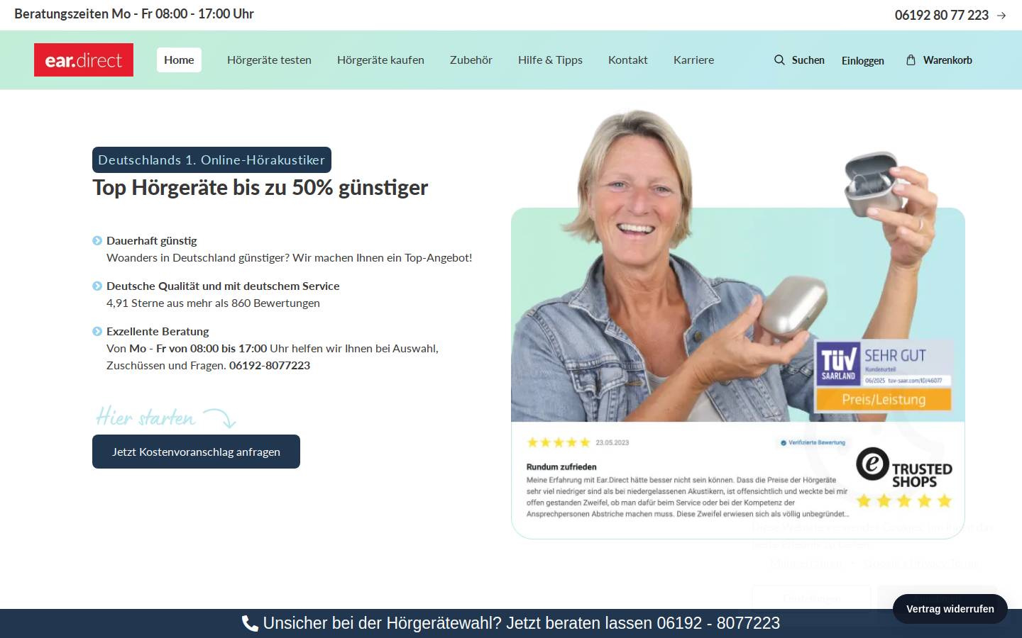 ear.direct homepage screenshot