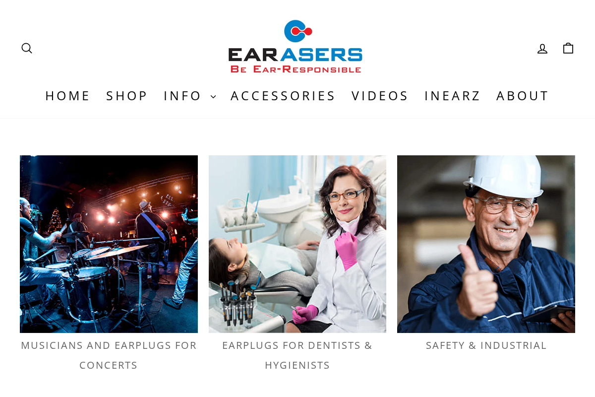 Earasers homepage screenshot