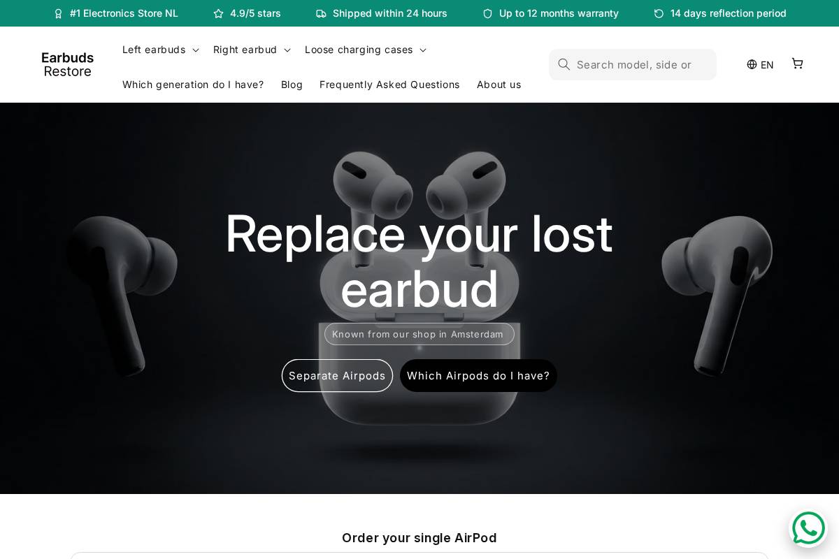 Earbudsrestore homepage screenshot