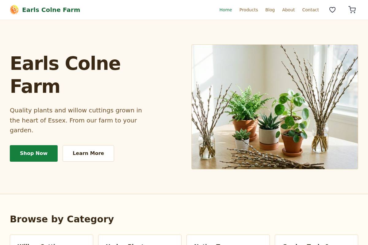 Earlscolnefarm homepage screenshot