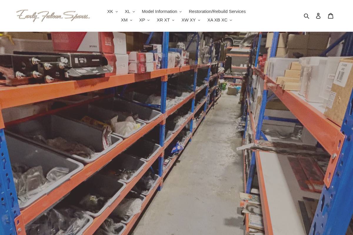 earlyfalconspares.com.au homepage screenshot