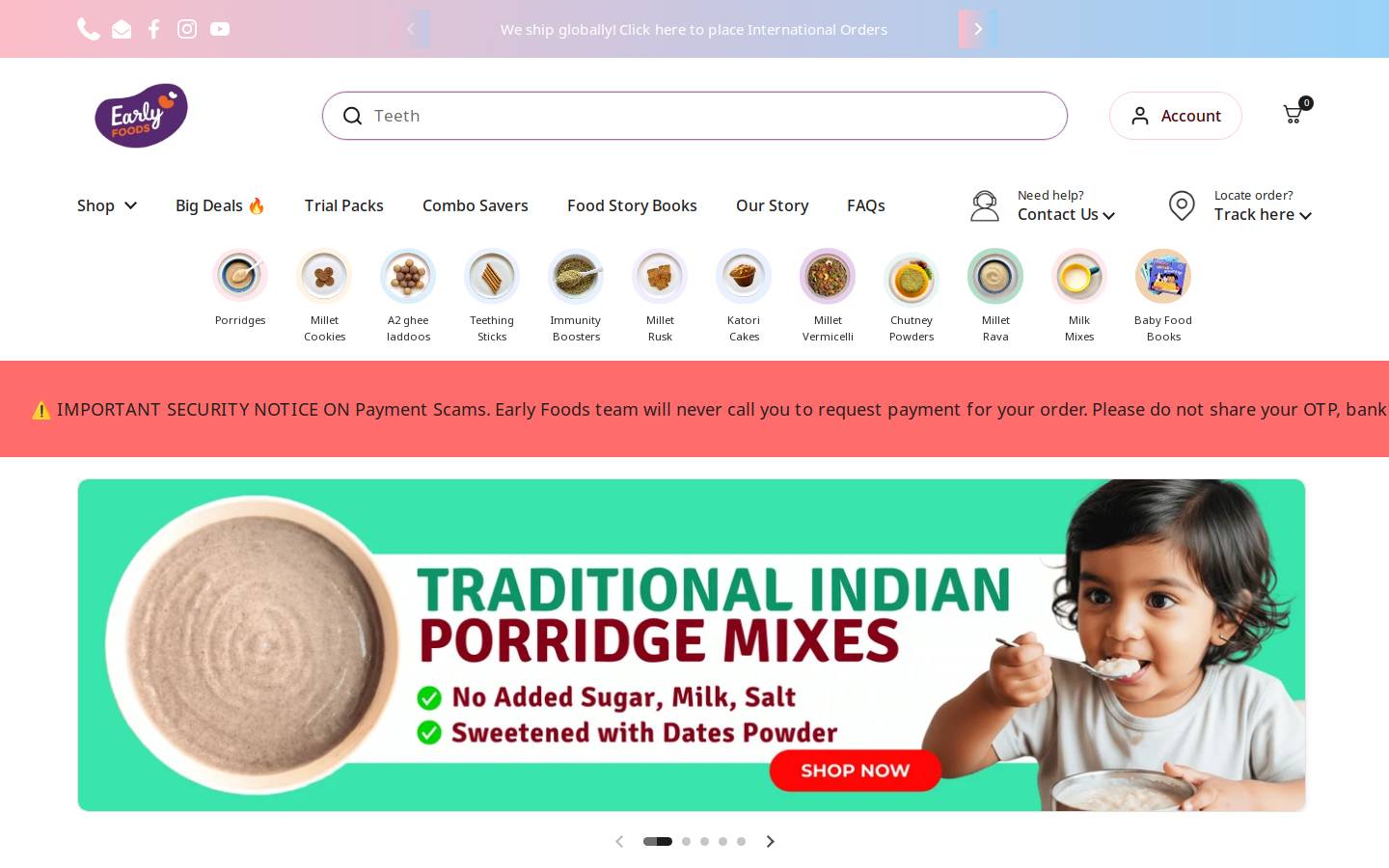 earlyfoods.com homepage screenshot